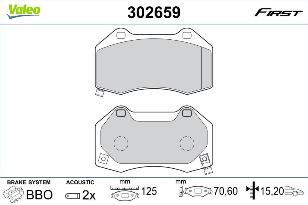 Jogo de 4 pastilhas de travão VALEO ref. 302659